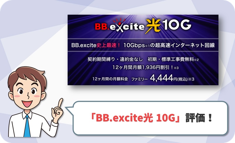 BB.excite光 10G (10ギガ) レビュー！