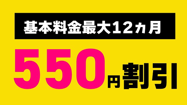 おてがる光の毎月550円割引（最大12回）