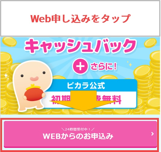 ピカラ光のWebお申込みのボタン