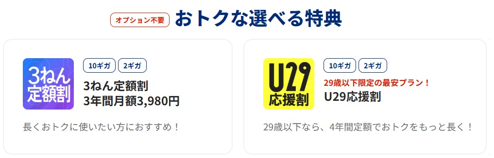 NURO光公式サイト（3ねん定額割 or U29応援割）
