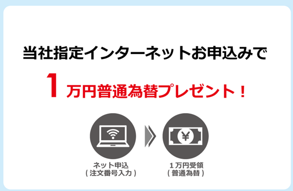 「ビックカメラ.COM」経由で1万円分（商品と同時購入で3万円分）普通為替のプレゼント