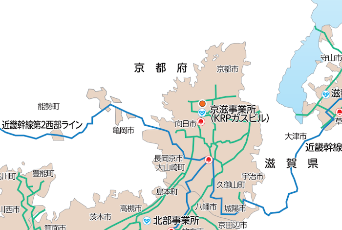京都府の大阪ガスの都市ガスエリア