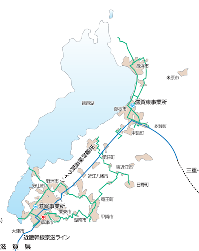 滋賀県内の大阪ガス（都市ガス）の提供エリア