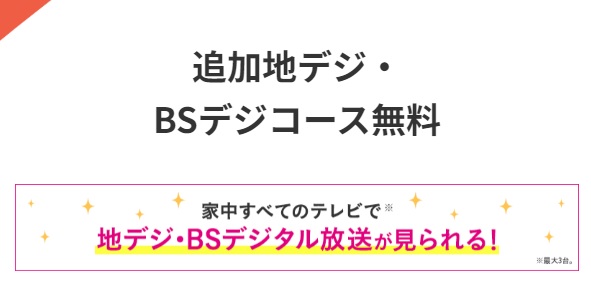 【JCOMの追加地デジ・BSデジコース無料】