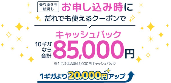 クーポンコードによる追加キャッシュバック（BIGLOBE公式の特設ページ特典）