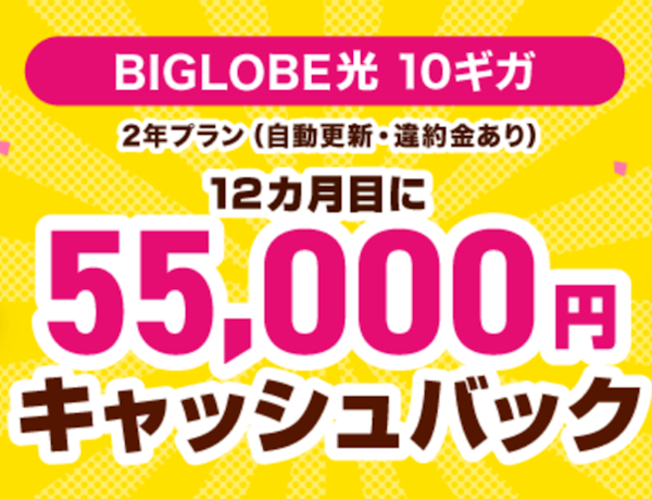 通常のBIGLOBE公式ページ｜特設サイトとのキャンペーン内容の違いに注意